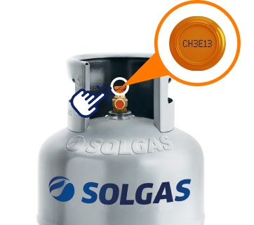 Ubicación del código en el precinto del balón Solgas